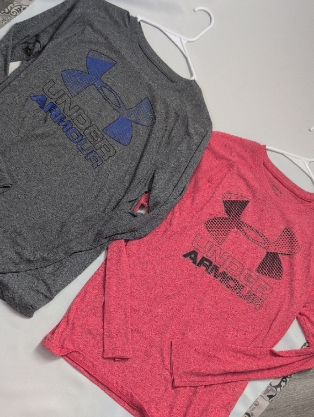 Under Armour Kids' Long-Sleeve Performance Top — Heather Gray & Pink